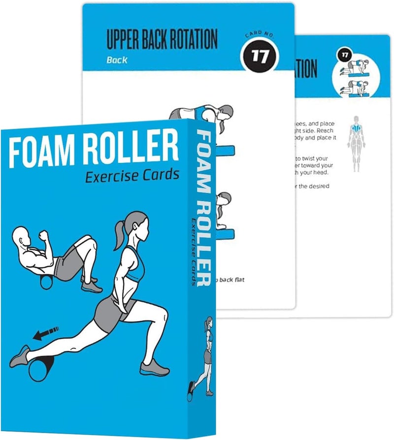 ELAORY Foam Roller Workout Cards, 62 Exercises Cards Deck Large Size 5" x 3.5" Fitness Cards for Women & Men, Beginner Fitness Guide to Training Exercises at Home or Gym - Image 1